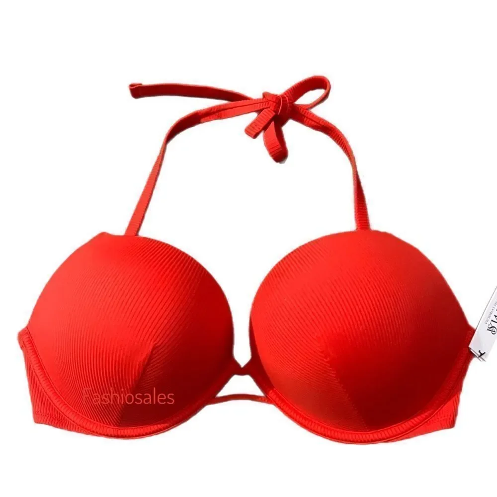 Victorias Secret Swim Bombshell Add-2-Cups Push Up Bikini Top Flame